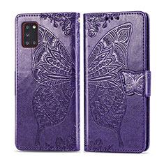 Custodia Portafoglio In Pelle Farfalla Cover con Supporto per Samsung Galaxy A31 Viola
