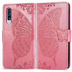 Custodia Portafoglio In Pelle Farfalla Cover con Supporto per Samsung Galaxy A50 Rosa Caldo