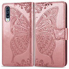 Custodia Portafoglio In Pelle Farfalla Cover con Supporto per Samsung Galaxy A50S Rosa