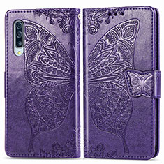 Custodia Portafoglio In Pelle Farfalla Cover con Supporto per Samsung Galaxy A50S Viola