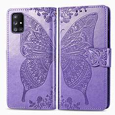 Custodia Portafoglio In Pelle Farfalla Cover con Supporto per Samsung Galaxy A51 4G Lavanda