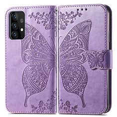 Custodia Portafoglio In Pelle Farfalla Cover con Supporto per Samsung Galaxy A52 5G Lavanda