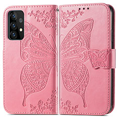 Custodia Portafoglio In Pelle Farfalla Cover con Supporto per Samsung Galaxy A52 5G Rosa Caldo