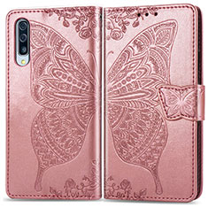 Custodia Portafoglio In Pelle Farfalla Cover con Supporto per Samsung Galaxy A70S Rosa
