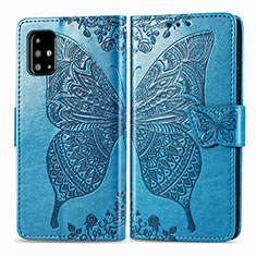 Custodia Portafoglio In Pelle Farfalla Cover con Supporto per Samsung Galaxy A71 4G A715 Blu