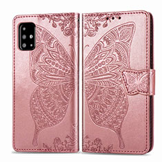 Custodia Portafoglio In Pelle Farfalla Cover con Supporto per Samsung Galaxy A71 4G A715 Rosa