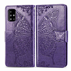 Custodia Portafoglio In Pelle Farfalla Cover con Supporto per Samsung Galaxy A71 5G Viola