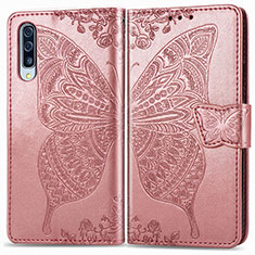 Custodia Portafoglio In Pelle Farfalla Cover con Supporto per Samsung Galaxy A90 5G Rosa