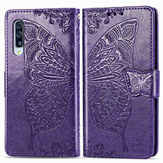 Custodia Portafoglio In Pelle Farfalla Cover con Supporto per Samsung Galaxy A90 5G Viola