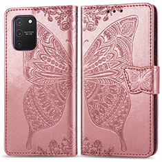 Custodia Portafoglio In Pelle Farfalla Cover con Supporto per Samsung Galaxy A91 Rosa