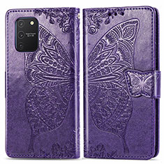 Custodia Portafoglio In Pelle Farfalla Cover con Supporto per Samsung Galaxy A91 Viola
