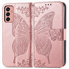 Custodia Portafoglio In Pelle Farfalla Cover con Supporto per Samsung Galaxy F13 4G Rosa