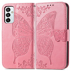 Custodia Portafoglio In Pelle Farfalla Cover con Supporto per Samsung Galaxy F23 5G Rosa Caldo
