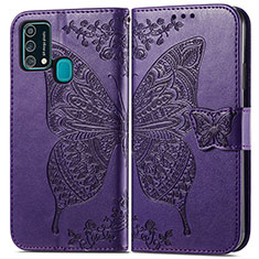 Custodia Portafoglio In Pelle Farfalla Cover con Supporto per Samsung Galaxy F41 Viola