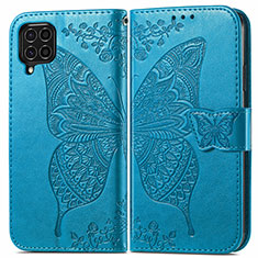 Custodia Portafoglio In Pelle Farfalla Cover con Supporto per Samsung Galaxy F62 5G Blu