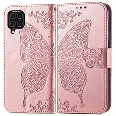 Custodia Portafoglio In Pelle Farfalla Cover con Supporto per Samsung Galaxy F62 5G Rosa