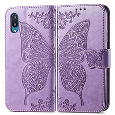 Custodia Portafoglio In Pelle Farfalla Cover con Supporto per Samsung Galaxy M02 Lavanda