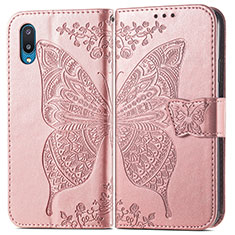 Custodia Portafoglio In Pelle Farfalla Cover con Supporto per Samsung Galaxy M02 Rosa