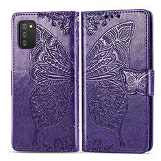 Custodia Portafoglio In Pelle Farfalla Cover con Supporto per Samsung Galaxy M02s Viola