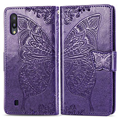 Custodia Portafoglio In Pelle Farfalla Cover con Supporto per Samsung Galaxy M10 Viola