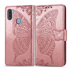 Custodia Portafoglio In Pelle Farfalla Cover con Supporto per Samsung Galaxy M11 Rosa