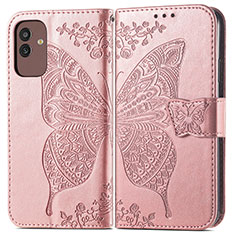 Custodia Portafoglio In Pelle Farfalla Cover con Supporto per Samsung Galaxy M13 5G Rosa