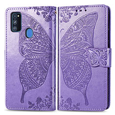 Custodia Portafoglio In Pelle Farfalla Cover con Supporto per Samsung Galaxy M30s Lavanda