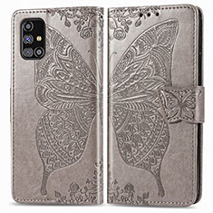 Custodia Portafoglio In Pelle Farfalla Cover con Supporto per Samsung Galaxy M31s Grigio