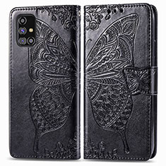 Custodia Portafoglio In Pelle Farfalla Cover con Supporto per Samsung Galaxy M31s Nero