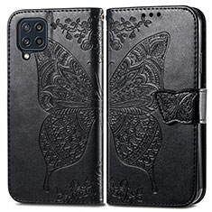 Custodia Portafoglio In Pelle Farfalla Cover con Supporto per Samsung Galaxy M32 4G Nero