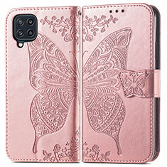 Custodia Portafoglio In Pelle Farfalla Cover con Supporto per Samsung Galaxy M32 4G Rosa