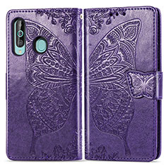 Custodia Portafoglio In Pelle Farfalla Cover con Supporto per Samsung Galaxy M40 Viola
