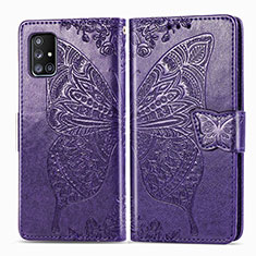 Custodia Portafoglio In Pelle Farfalla Cover con Supporto per Samsung Galaxy M40S Viola