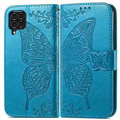 Custodia Portafoglio In Pelle Farfalla Cover con Supporto per Samsung Galaxy M62 4G Blu