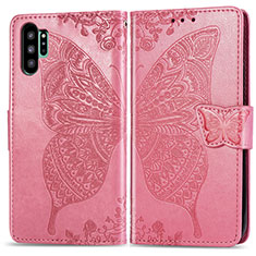 Custodia Portafoglio In Pelle Farfalla Cover con Supporto per Samsung Galaxy Note 10 Plus 5G Rosa Caldo