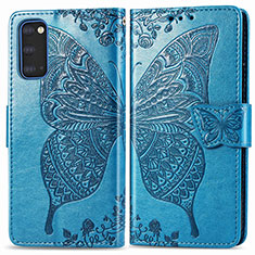 Custodia Portafoglio In Pelle Farfalla Cover con Supporto per Samsung Galaxy S20 5G Blu