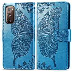 Custodia Portafoglio In Pelle Farfalla Cover con Supporto per Samsung Galaxy S20 FE 5G Blu