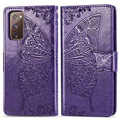 Custodia Portafoglio In Pelle Farfalla Cover con Supporto per Samsung Galaxy S20 FE 5G Viola