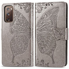 Custodia Portafoglio In Pelle Farfalla Cover con Supporto per Samsung Galaxy S20 Lite 5G Grigio