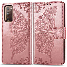 Custodia Portafoglio In Pelle Farfalla Cover con Supporto per Samsung Galaxy S20 Lite 5G Rosa