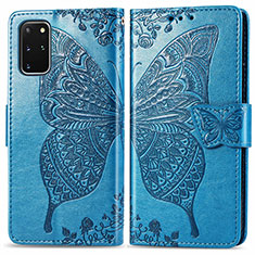 Custodia Portafoglio In Pelle Farfalla Cover con Supporto per Samsung Galaxy S20 Plus 5G Blu