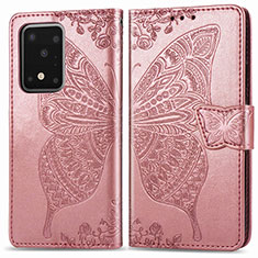 Custodia Portafoglio In Pelle Farfalla Cover con Supporto per Samsung Galaxy S20 Ultra 5G Rosa
