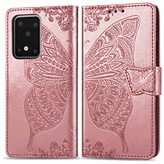 Custodia Portafoglio In Pelle Farfalla Cover con Supporto per Samsung Galaxy S20 Ultra Rosa