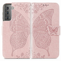 Custodia Portafoglio In Pelle Farfalla Cover con Supporto per Samsung Galaxy S22 5G Rosa