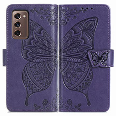 Custodia Portafoglio In Pelle Farfalla Cover con Supporto per Samsung Galaxy Z Fold2 5G Viola