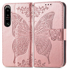 Custodia Portafoglio In Pelle Farfalla Cover con Supporto per Sony Xperia 1 IV Rosa