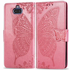Custodia Portafoglio In Pelle Farfalla Cover con Supporto per Sony Xperia 8 Rosa Caldo