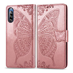 Custodia Portafoglio In Pelle Farfalla Cover con Supporto per Sony Xperia L4 Rosa