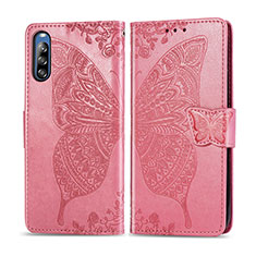 Custodia Portafoglio In Pelle Farfalla Cover con Supporto per Sony Xperia L4 Rosa Caldo