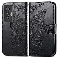 Custodia Portafoglio In Pelle Farfalla Cover con Supporto per Vivo X70 5G Nero